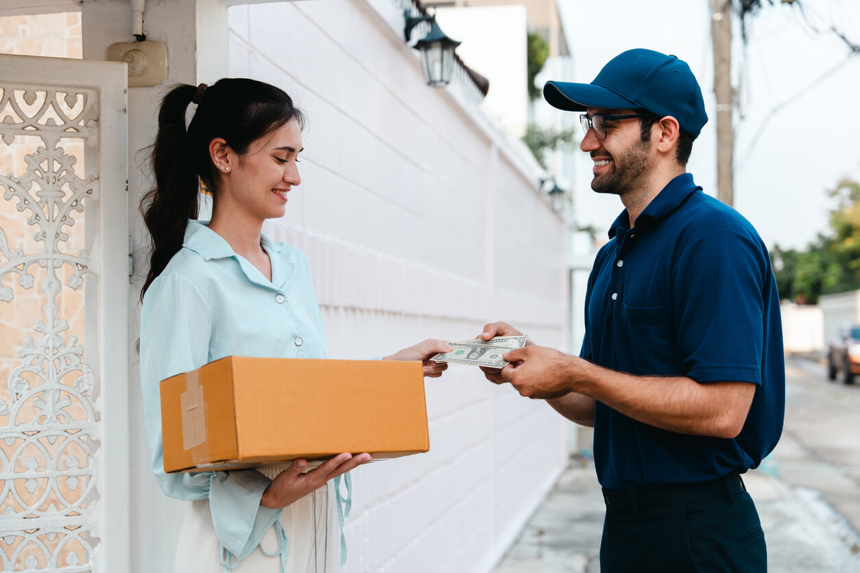 Woman receiving a package